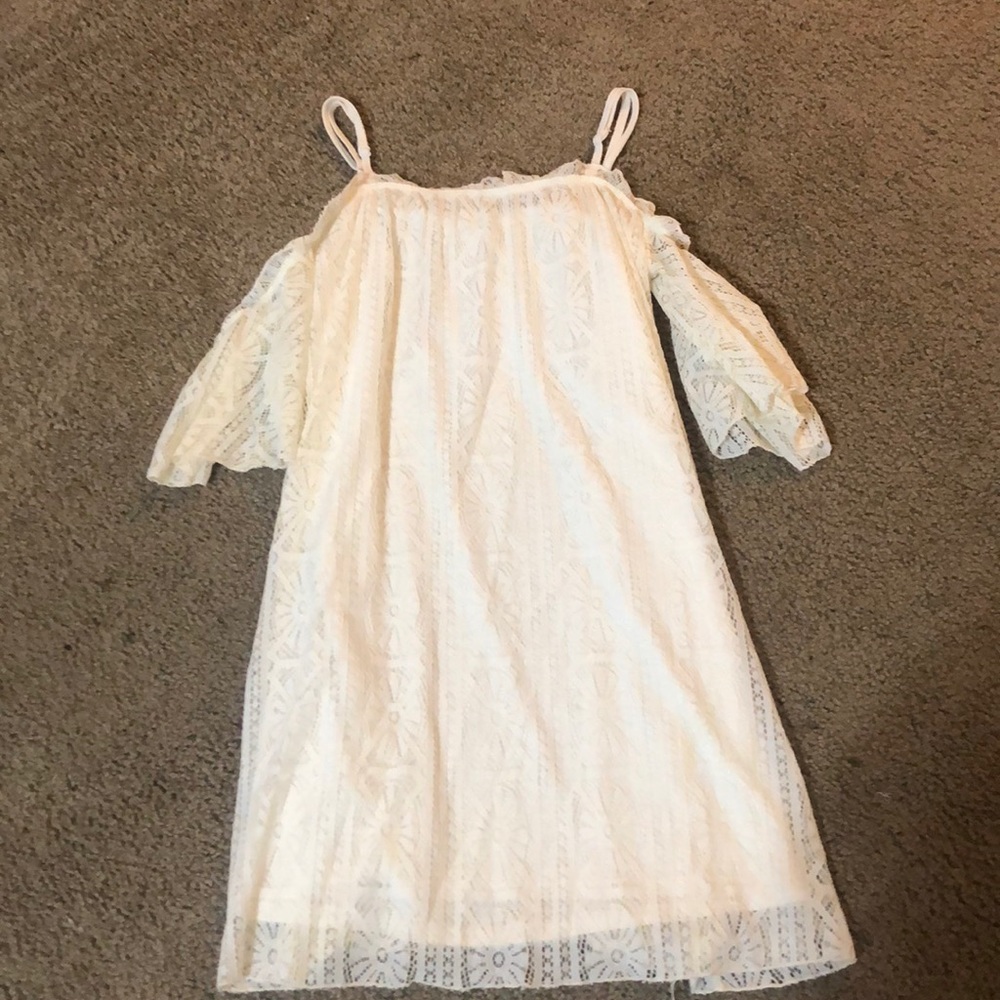Off the shoulder off white lace dress